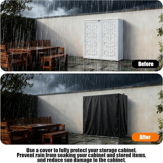 Kasla Storage Cabinet Cover, Outdoor Chest Storage Waterproof Cover, Weatherproof Cabinets Covers for Kitchen Patio Garden Backyard (37"L×20"W×54"H)