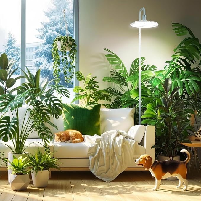 SANSI Grow Lights for Indoor Plants, 100W Full Spectrum Tall Plant Lights for Indoor Growing, 47"-70" Standing Grow Light with Remote Control 5 Level Dimmable 10200LM 8/12/14H Auto On/Off Timer