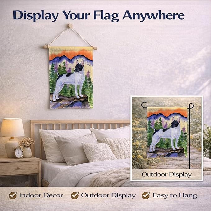 Caroline's Treasures SS8224GF Rat Terrier Garden Flag Mailbox Flag Decorative Yard Flag Banner Outside Patio Artwork Yard Flower Beds, Garden Size, Multicolor