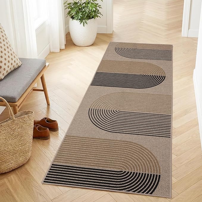 GarveeHome Modern Rainbow Easy Jute Runner Rug, 2x8 Rug for Hallways - Non-Slip Indoor Outdoor Carpet, Washable for High Traffic Laundry Room, Kitchen, Entryway