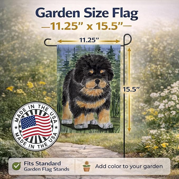 Caroline's Treasures SS8031GF Tibetan Mastiff Garden Flag Mailbox Flag Decorative Yard Flag Banner Outside Patio Artwork Yard Flower Beds, Garden Size, Multicolor