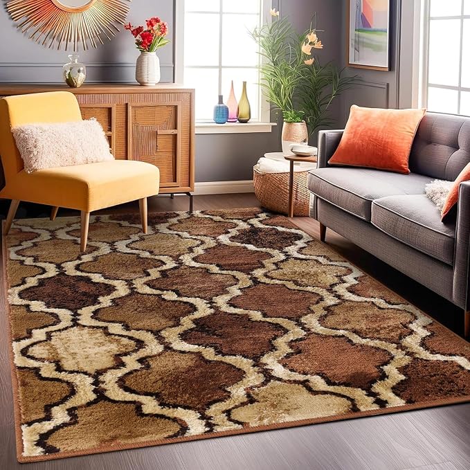 Superior Modern Indoor Area Rug, Non Slip Rug, 8'6"x11'6", Brown | Geometric Design Floor Décor, Easy Care High Traffic Areas Living Dining Room, Bedroom, Office, Entryway, Viking Collection