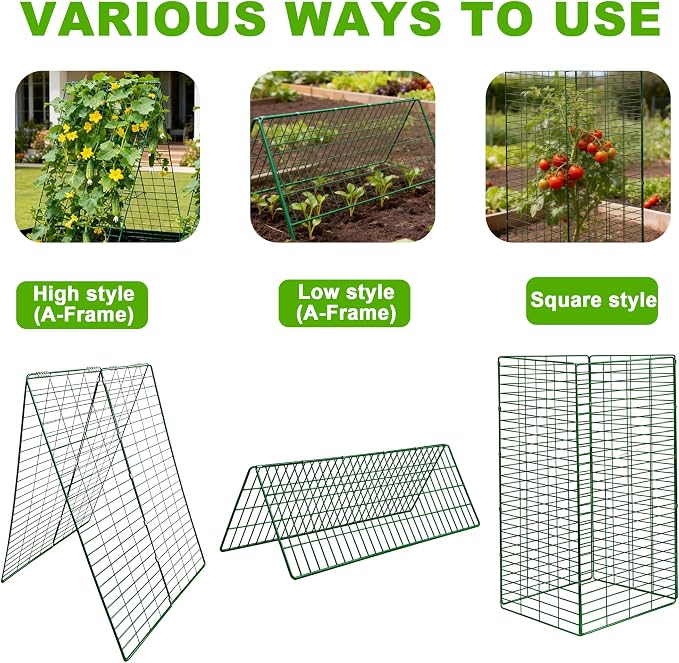 48" L x 34" W Cucumber Trellis for Raised Bed, A Frame Trellis, Vegetable Trellis with Garden Stakes and Zip Ties for Climbing Plants, Cucumber, Flowers