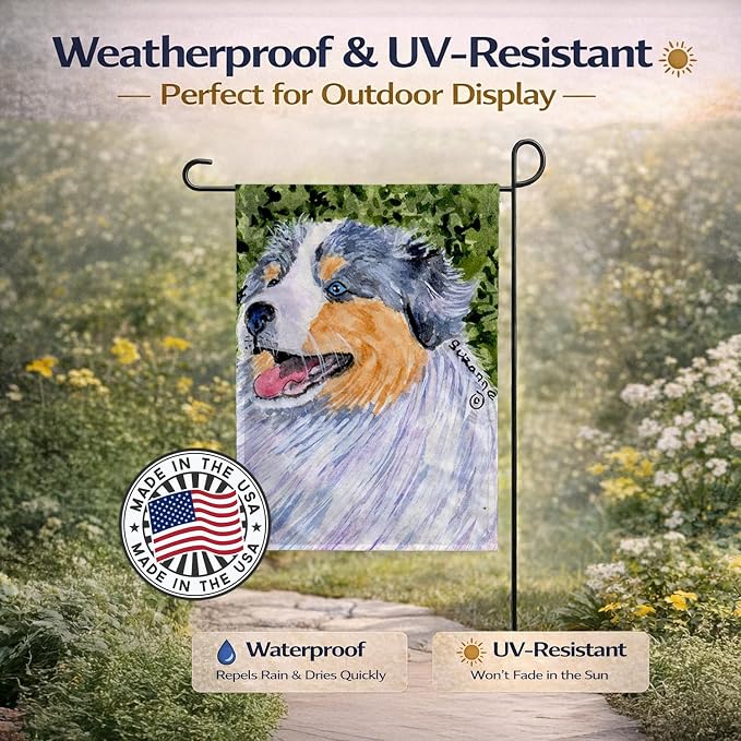 Caroline's Treasures SS8736GF Australian Shepherd Garden Flag Mailbox Flag Decorative Yard Flag Banner Outside Patio Artwork Yard Flower Beds, Garden Size, Multicolor