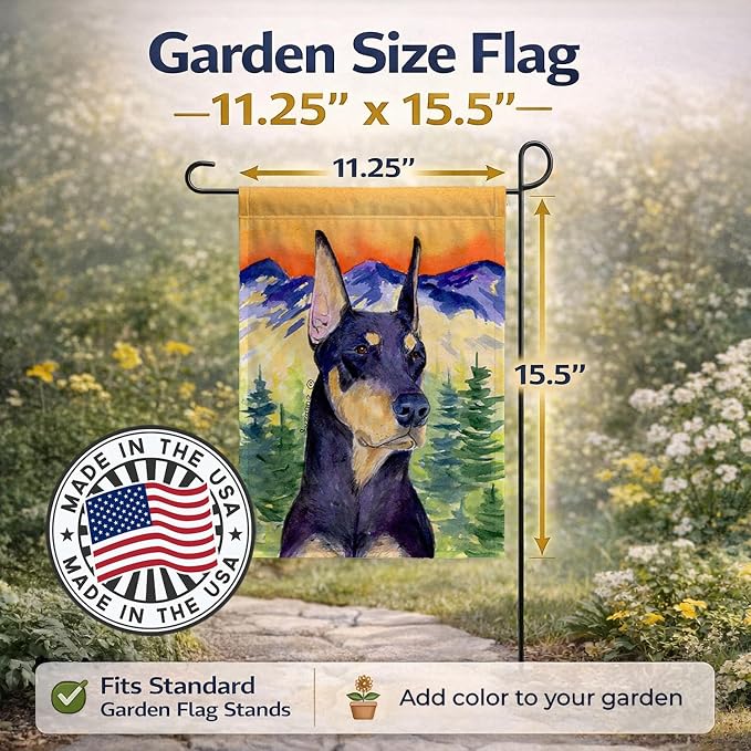 Caroline's Treasures SS8658GF Doberman Garden Flag Mailbox Flag Decorative Yard Flag Banner Outside Patio Artwork Yard Flower Beds, Garden Size, Multicolor