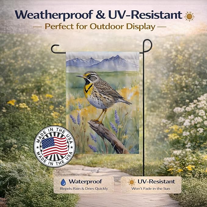 Caroline's Treasures Wyoming Western Meadowlark Garden Flag Mailbox Flag Decorative Yard Flag Banner Outside Patio Artwork Yard Flower Beds, Garden Size, Multicolor