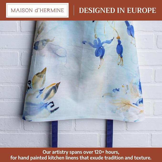 Maison d' Hermine Aprons for women with Pocket 100% Cotton (27.50"x31.50") | Adjustable Neck Strap & long ties Apron Men Chef Wedding Cooking Gardening Server Maid