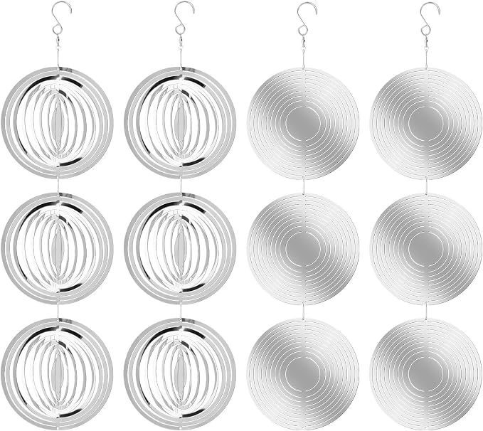 Reflective Bird Scare Discs, 12 PCS Bird reflectors to Keep Birds, Pigeon, Woodpecker Away, Double-Sided Mirror Reflectors for Outdoor Garden Decor