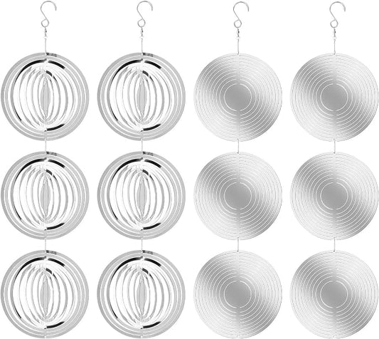 Reflective Bird Scare Discs, 12 PCS Bird reflectors to Keep Birds, Pigeon, Woodpecker Away, Double-Sided Mirror Reflectors for Outdoor Garden Decor