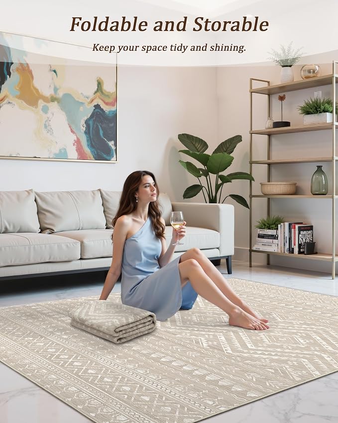 Miukiki Washable 2x6 Runner Rug Hallway Non Slip Kitchen Runner Brown | Machine Washable Long Floor Runner for Hallway Entryway Laundry Room Living Room Bedroom, Stain Resistant Indoor Carpet 2'x6'