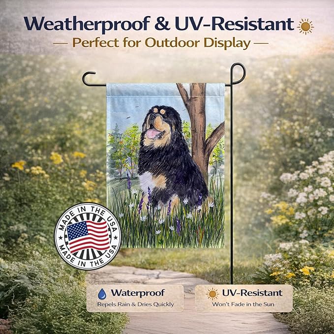 Caroline's Treasures SS8106GF Tibetan Mastiff Garden Flag Mailbox Flag Decorative Yard Flag Banner Outside Patio Artwork Yard Flower Beds, Garden Size, Multicolor