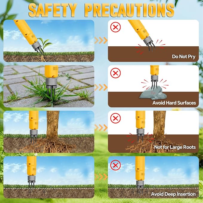 Electric Weed Puller Compatible with Dewalt 20V Battery, Heavy-Duty 3-Claw Steel Root Weeder, Stand up Electric Weeds Pulling Tool for Dandelion Lawn Garden Yard (No Battery)