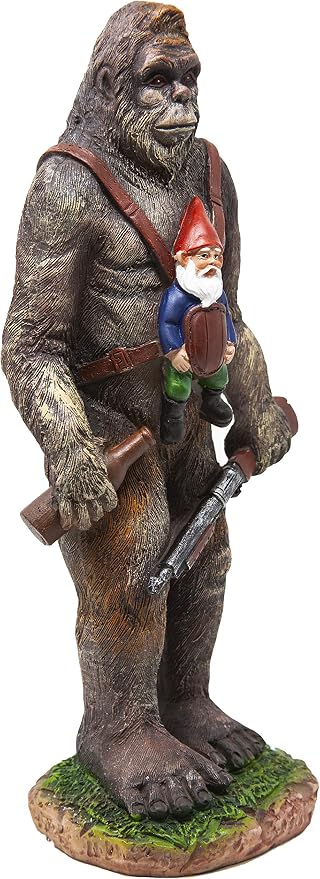 Funny Guy Mugs Bigfoot Garden Statue - Bigfoot and A Gnome - Indoor/Outdoor Garden Gnome Sculpture for Patio, Yard or Lawn