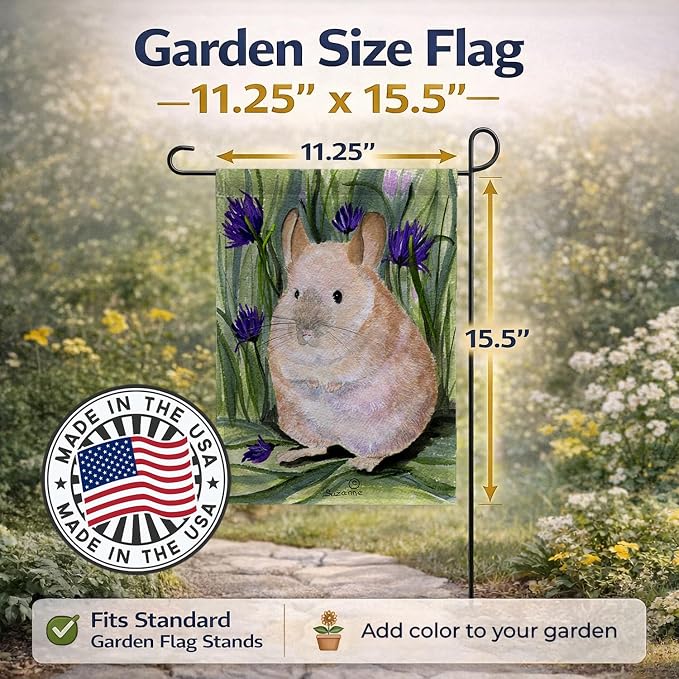 Caroline's Treasures SS8206GF Chinchilla Garden Flag Mailbox Flag Decorative Yard Flag Banner Outside Patio Artwork Yard Flower Beds, Garden Size, Multicolor
