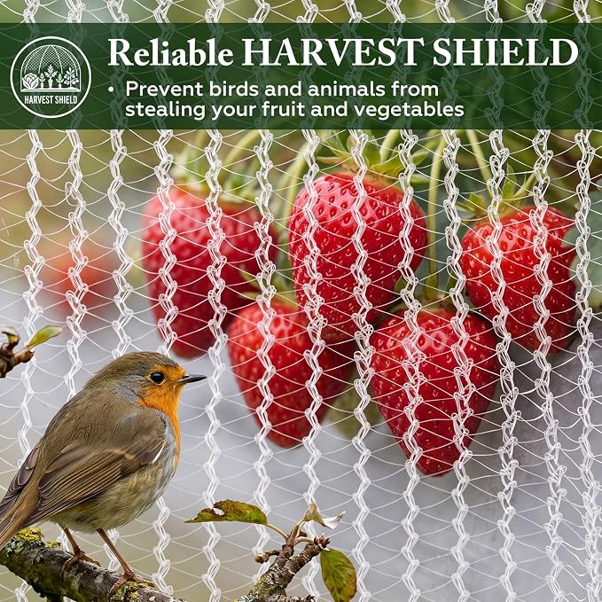SATINIOR Garden Netting 16.3x10 Ft, Hail Netting, Heavy Duty Bird Net, Plant Protective Woven Mesh with Storage Bag, UV Resistant Crop Cover for Fruit Trees Vegetables Garden