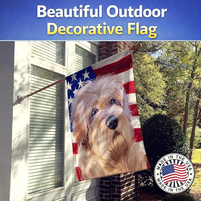 Caroline's Treasures CK6508CHF Dutch Smoushond Dog American Flag House Flag Large Porch Sleeve Pole Decorative Outside Yard Banner Artwork Wall Hanging, Polyester, House Size, Multicolor