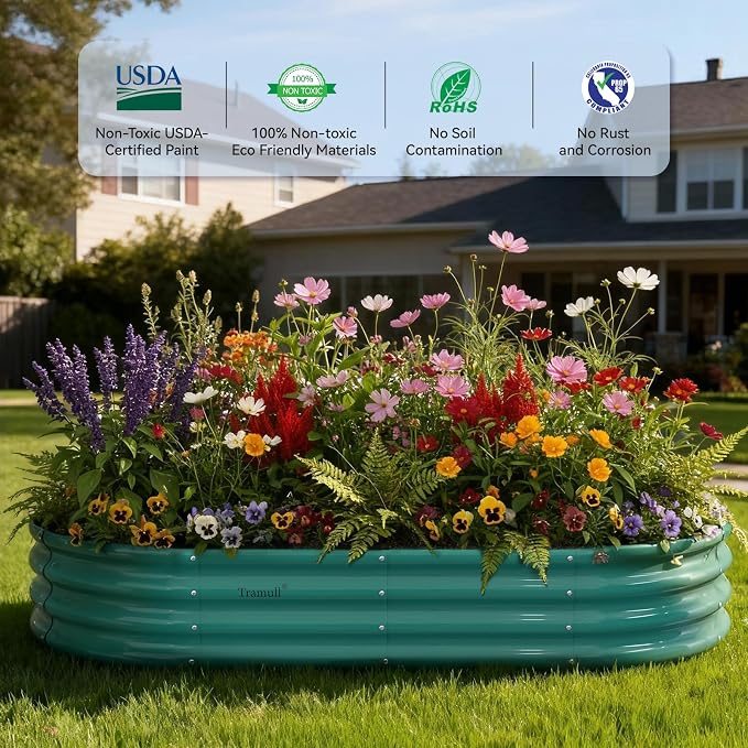 2 Pack 6x3x1ft Raised Garden Bed, 12" Tall Galvanized Metal Raised Beds for Gardening, Rust Resistant Elevated Garden Bed, Planters Box Kit for Outdoor Plants Vegetables Flowers Herbs Tomatoes, Green
