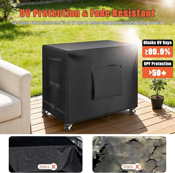 Kovshuiwe 33.8" L x 17.3" W x 32" H Outdoor Prep Table Cover | Waterproof Patio Dining Cart Cover Fitting Stainless Steel Grill Cart Trolley Table Covers