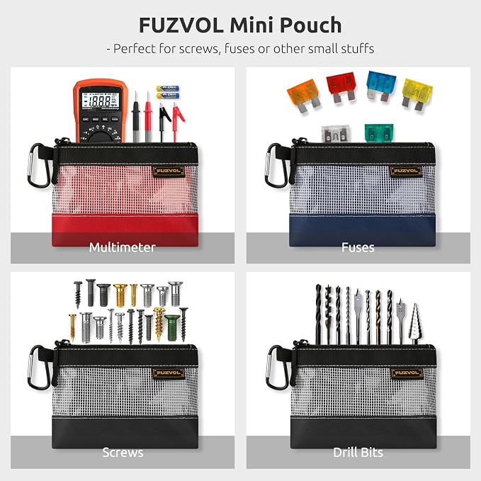 Clear Tool Pouch, 7" Small Tool Bag, Mini Zipper Pouch, See Through Tool Pouch Bag for Tool Box Organizers and Storage, Heavy Duty Tool Bag for Men and Women, 3 Pack