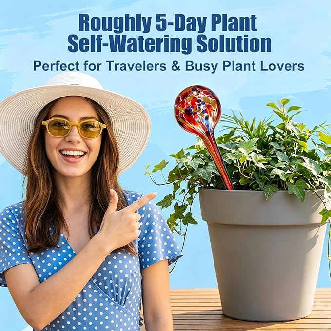 Plant Watering Globes Automatic Glass Watering Bulbs, Glass Ball Planter, Decorative Garden Watering Plant Watering Bulbs with 2-Pack, 3.35 inch Diameter