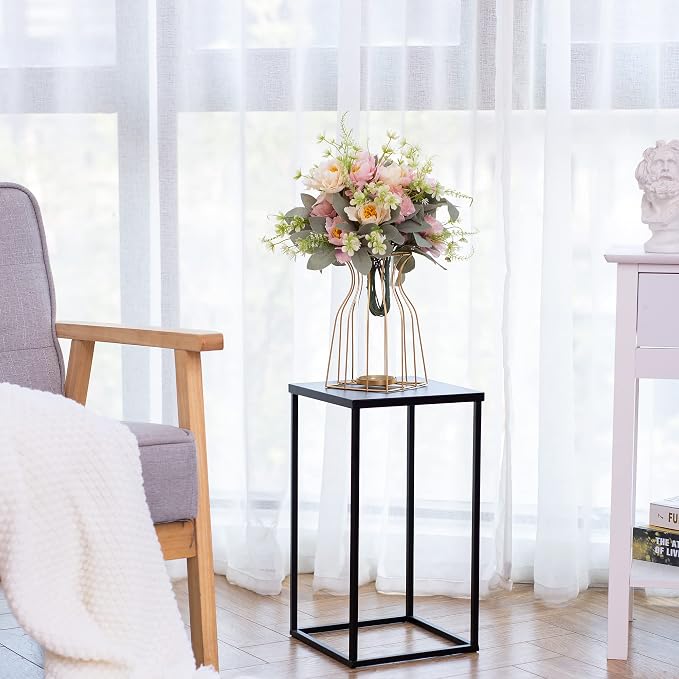 Black Plant Stand Pedestal Stand - 2 Pcs Metal Plant Stand, 15.75in Tall Flower Stand Vase Flower Holder, Wedding Centerpieces for Table, Corner Planter Pot Rack for Living Room, Home, Patio Decor