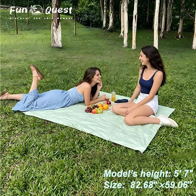 Picnic Blanket Waterproof – Packable Sand Proof Beach Blanket (0.42lb/0.66lb), Compact & Foldable, Fits in Pocket with Integrated Stakes, Ideal for Camping, Hiking, Travel, Concert, Festival