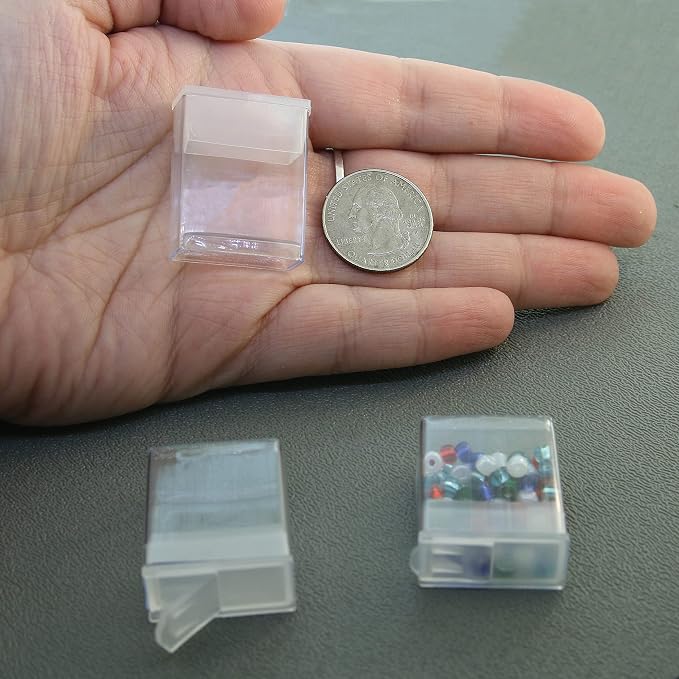 The Beadsmith Clear Plastic Boxes - Rectangle with a Flip Top Cap - 7/16” x 1” x 1-1/4” - Use for Beads, Bath Salts, Wedding & Party Favors, Home or Office Storage - Bag of 100