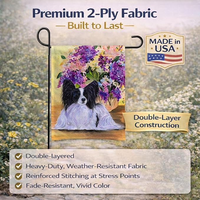 Caroline's Treasures SS8288GF Papillon Garden Flag Mailbox Flag Decorative Yard Flag Banner Outside Patio Artwork Yard Flower Beds, Garden Size, Multicolor