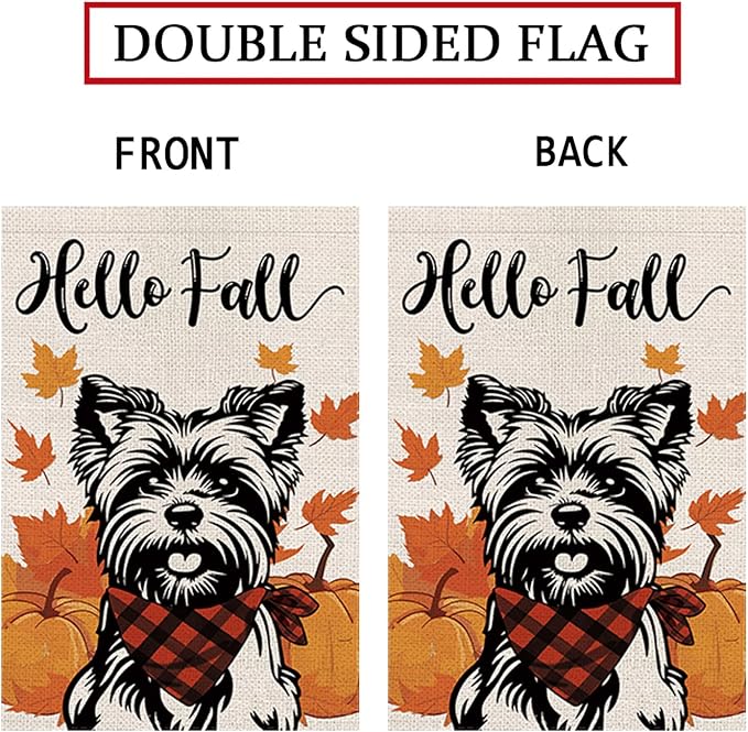 Seasonal Garden Flags Yorkie Double Sided Flags Set of 11 Holiday Farmhouse Indoor Outdoor Yard Lawn Christmas Gifts Decorations 12.5x18 Inch