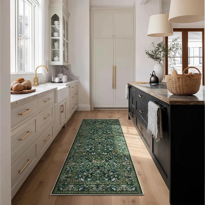 Washable Runners for Hallways Kitchen Rugs: 2'x6' Runner Rug Stain Resistant Non Slip Low Pile Soft Carpet Runners for Hallways Bedroom Kitchen Entryway Indoor Living Room Farmhouse