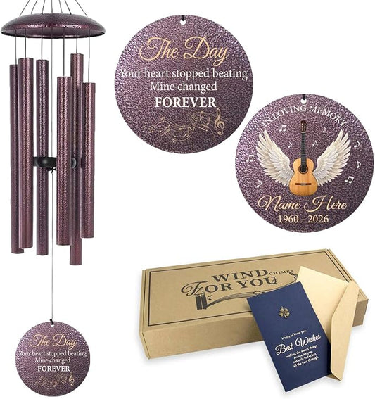 Personalized Memorial Wind Chimes for Loss of Loved One, 30"/36"/45" Sympathy Wind Chimes in Memory of Mother Father Memorial Gifts, Produced in Texas