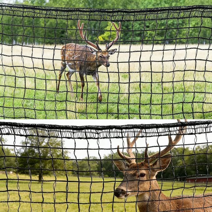 Deer Fence Netting, 4 x 75ft Heavy Duty Plastic Mesh Plastic Fence Deer Netting, 55GSM Deer Fence for Garden, Reinforced Edges Anti Bird Netting Mesh for Trees Vegetable Raised Bed(55GSM, 4 x 75ft)