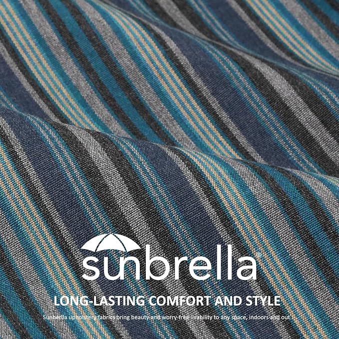 Unimatta Sunbrella Square Corner Seat Cushions, 19" x 19" x 3", Set of 4, Indoor Outdoor Water Repellent Universal Chair Pads with Ties for Patio Furniture, Garden Dining Chairs, Troupe Dock