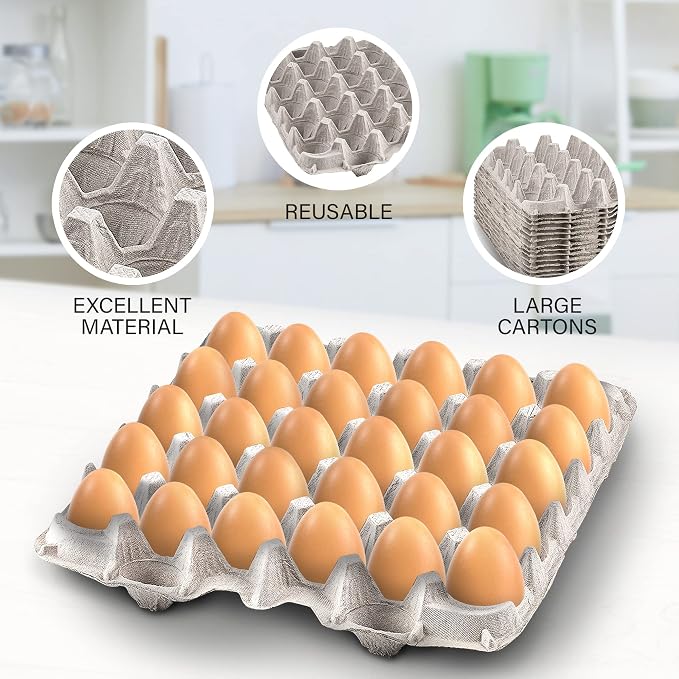 MT Products Egg Crates/Cartons Bulk Holds 30 Eggs - Pulp Fiber Material for Chicken Farm - Case of 140