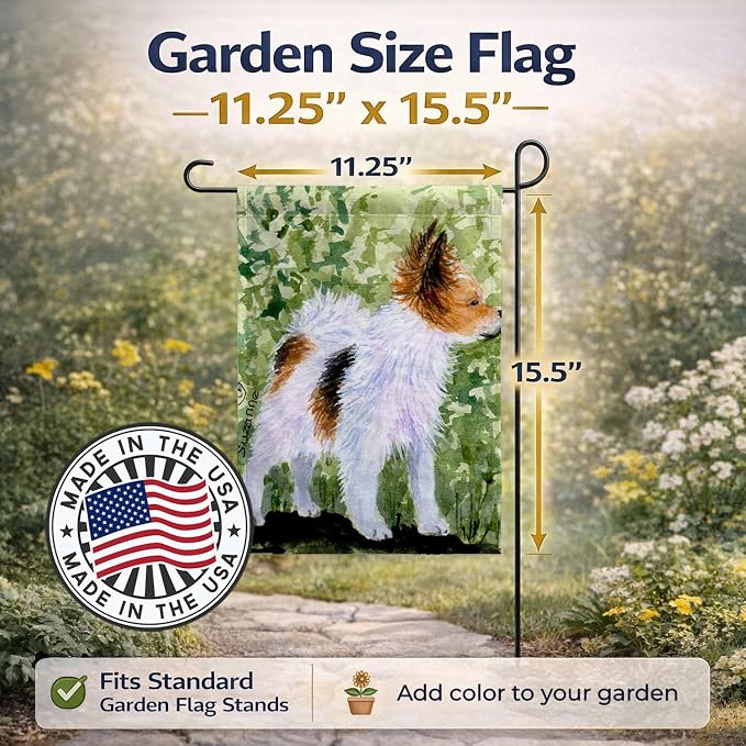 Caroline's Treasures SS8714GF Papillon Garden Flag Mailbox Flag Decorative Yard Flag Banner Outside Patio Artwork Yard Flower Beds, Garden Size, Multicolor