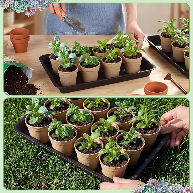 Gejoy 20 Pack 11 Inch Rectangular Plastic Plant Saucers Tray Bulk Heavy Plastic Plant Drip Tray Flower Pot Trays for Indoor Outdoor Anti-Slip Saucer for Garden Potted Water Drips and Soil