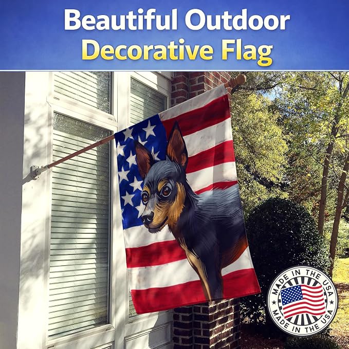 Caroline's Treasures CK6663CHF Prague Ratter Dog American Flag House Flag Large Porch Sleeve Pole Decorative Outside Yard Banner Artwork Wall Hanging, Polyester, House Size, Multicolor