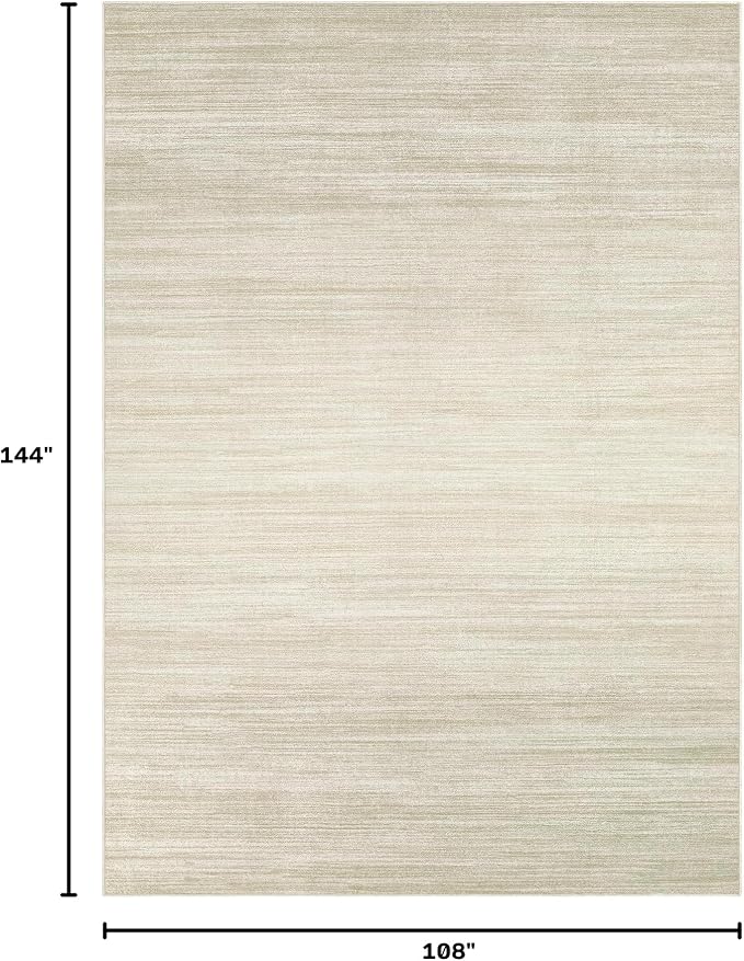 UERMEI 9x12 Washable Area Rug - Neutral Modern Abstract Living Room Rugs, Non-Slip Soft Large Indoor Floor Carpet for Bedroom Home Office & Under Dining Table Decor, Brown/Beige