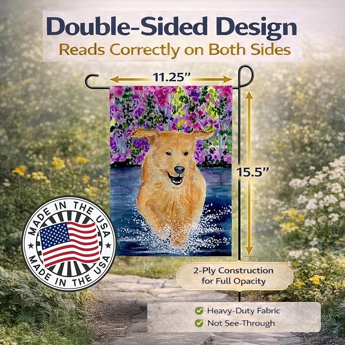Caroline's Treasures SS8627GF Golden Retriever Garden Flag Mailbox Flag Decorative Yard Flag Banner Outside Patio Artwork Yard Flower Beds, Garden Size, Multicolor