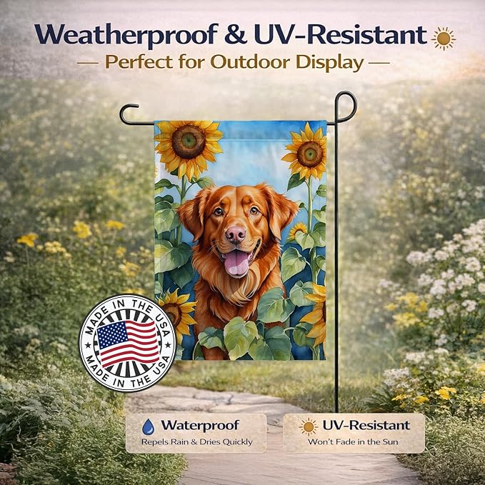 Caroline's Treasures DAC6128GF Nova Scotia Duck Toller in Sunflowers Garden Flag Mailbox Flag Decorative Yard Flag Banner Outside Patio Artwork Yard Flower Beds, Garden Size, Multicolor