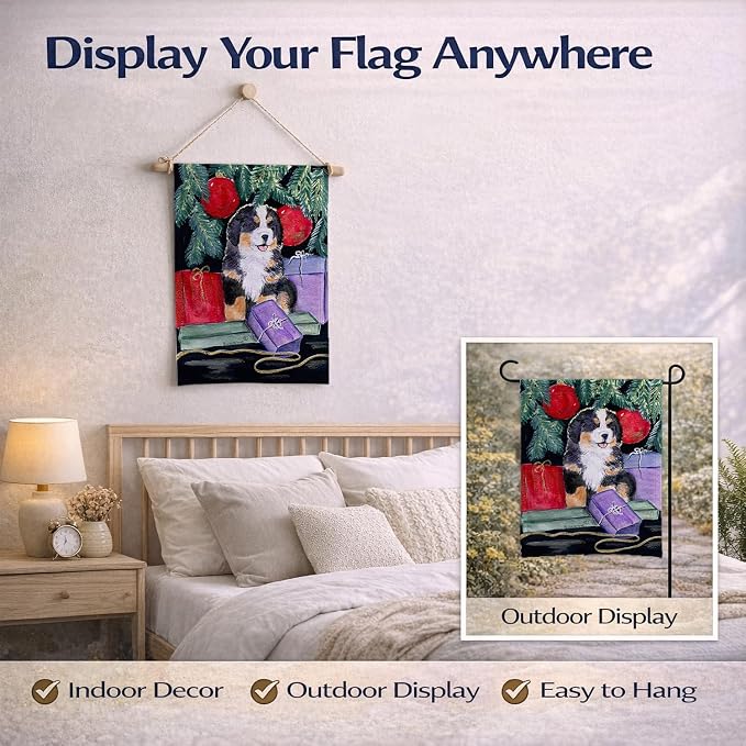 Caroline's Treasures SS8583GF Bernese Mountain Dog Garden Flag Mailbox Flag Decorative Yard Flag Banner Outside Patio Artwork Yard Flower Beds, Garden Size, Multicolor