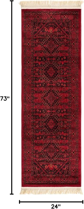 Unique Loom Tekke Collection Area Rug - Sheibani (2' x 6' 1" Runner, Red/ Black)