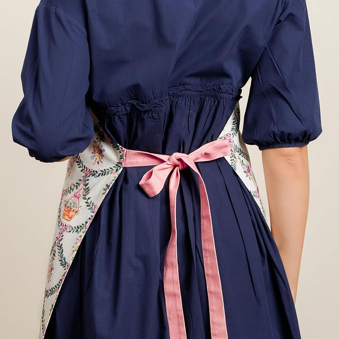 Maison d' Hermine Aprons for women with Pocket 100% Cotton (27.50"x31.50") | Adjustable Neck Strap & long ties Apron Men Chef Wedding Cooking Gardening Server Maid