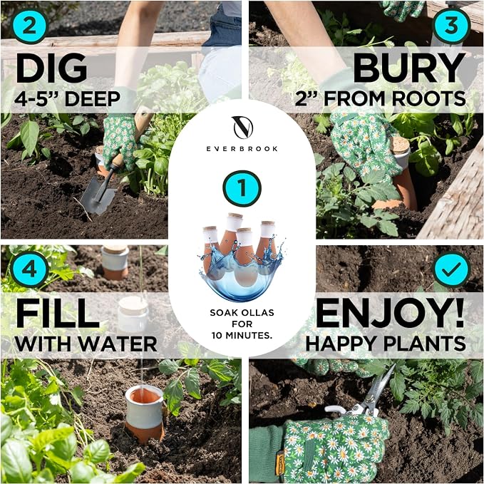Plant Self Watering Globes - Terracotta Watering Spikes - Slow Release Olla Pots - Holds 14 oz - Drip Irrigiation Olla System