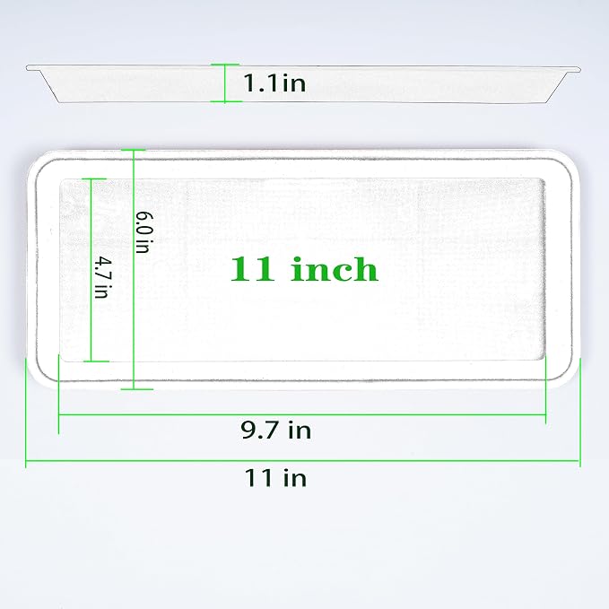 VUWEZ 2 Pack Plastic Plant Saucer, Rectangular, Indoors Outdoor, Drip Tray for Flower Pot, Windowsill (6 X 11 Inch, Blue)