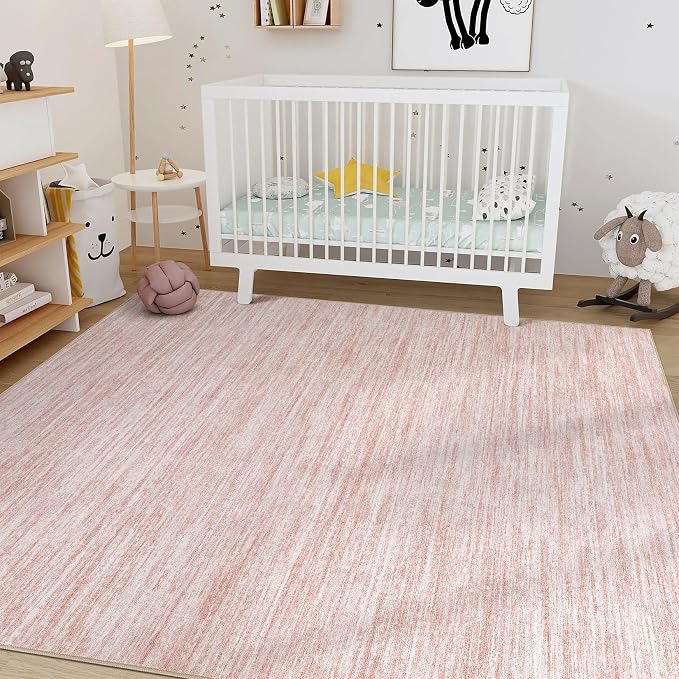 Nakagishi Boho 10x14 Area Rug Living Room Rugs Machine Washable Pink | Soft, Pet & Kid Friendly, Carpet for Living Room/Bedroom/Office/Kitchen/Nursery, Daily Home Decor Stain Resistant Moroccan