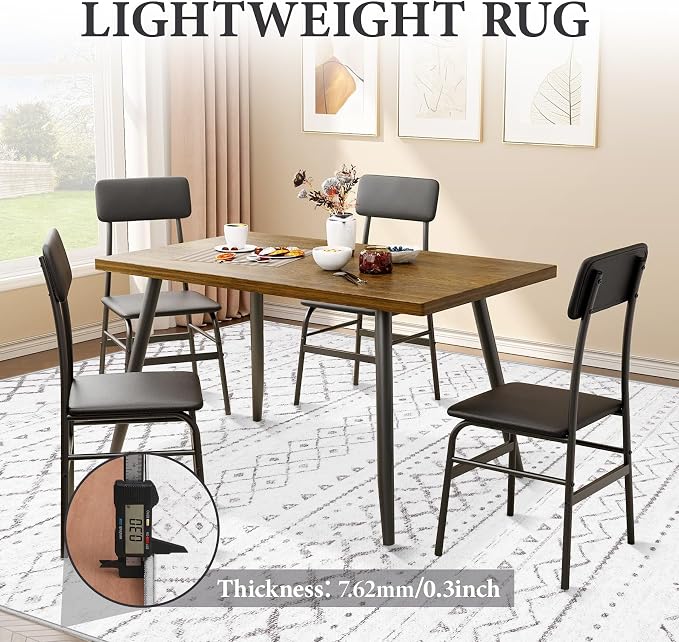 Area Rug for Living Room 9x12: Large Washable Boho Moroccan Rugs Geometric Neutral Rug, Non-Slip Foldable Morden Farmhouse Indoor Floor Carpet for Bedroom Dining Table Home（Dark Grey,9X12）