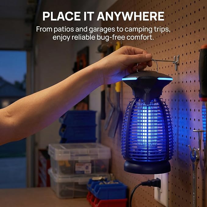 Bug Zapper Outdoor for Mosquito Flies - Waterproof Insect Killer Trap Lamp Electric 4200V Powerful Bug Zappers Indoor with LED Light for Patio Porch Garage Backyard & Home