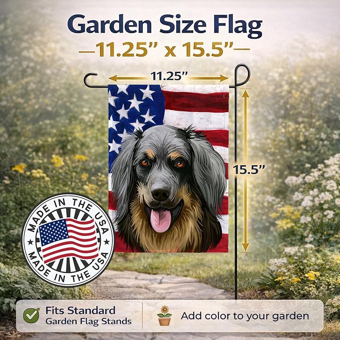 Caroline's Treasures CK6561GF Hovawart Dog American Flag Garden Flag Mailbox Flag Decorative Yard Flag Banner Outside Patio Artwork Yard Flower Beds, Garden Size, Multicolor