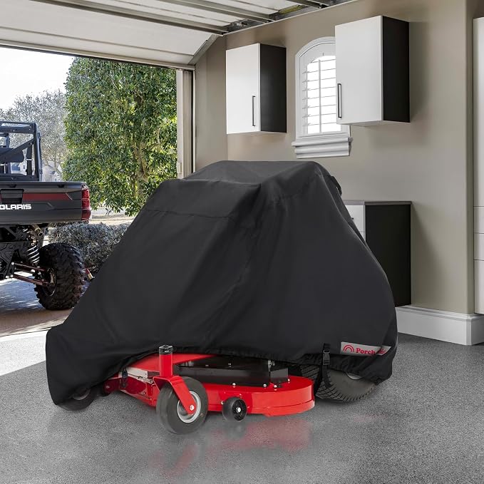 Porch Shield Zero Turn Mower Cover - Waterproof Heavy Duty Riding Lawn Tractor Cover (Up to 54 inches Decks, Black)